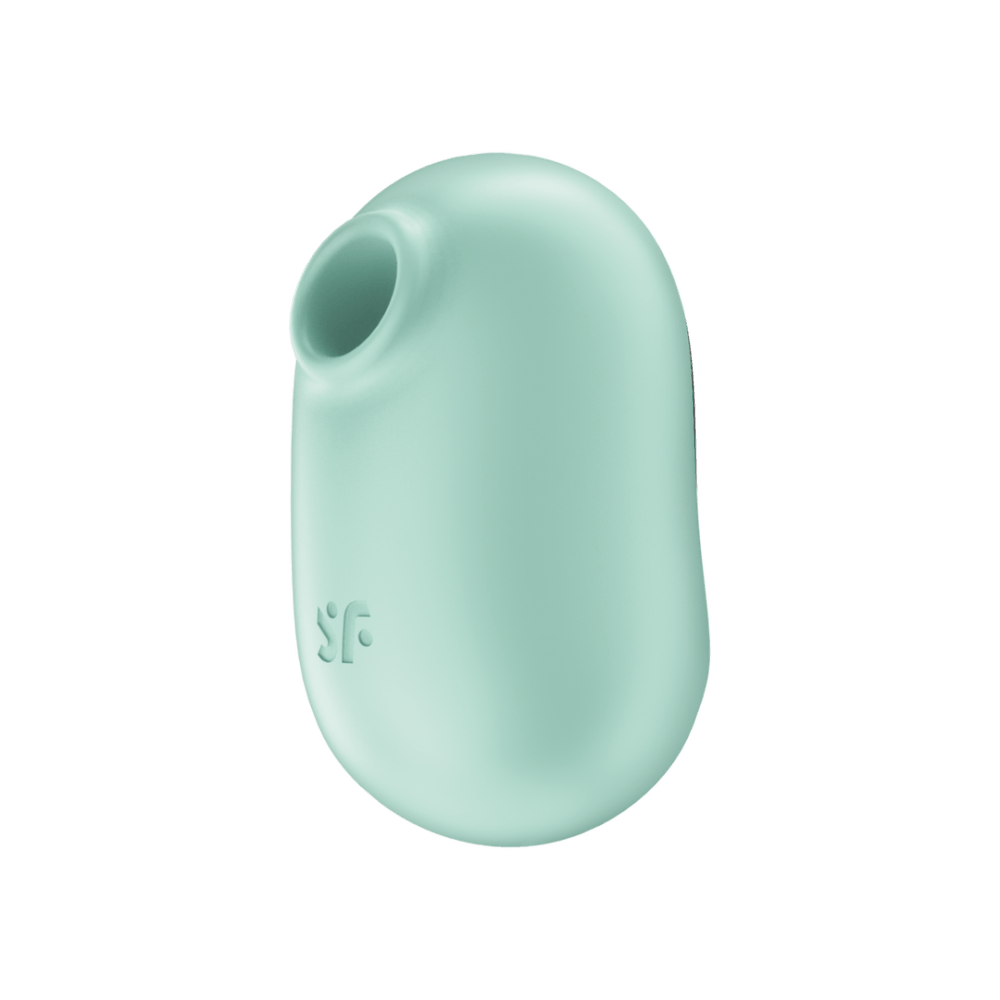 Satisfyer Pro To Go 2 Air Pulse vibrator mint one size, schuin vooraanzicht met zuigopening en gebogen body