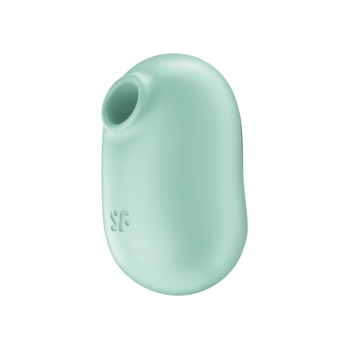 Satisfyer Pro To Go 2 Air Pulse vibrator mint one size, schuin vooraanzicht met zuigopening en gebogen body