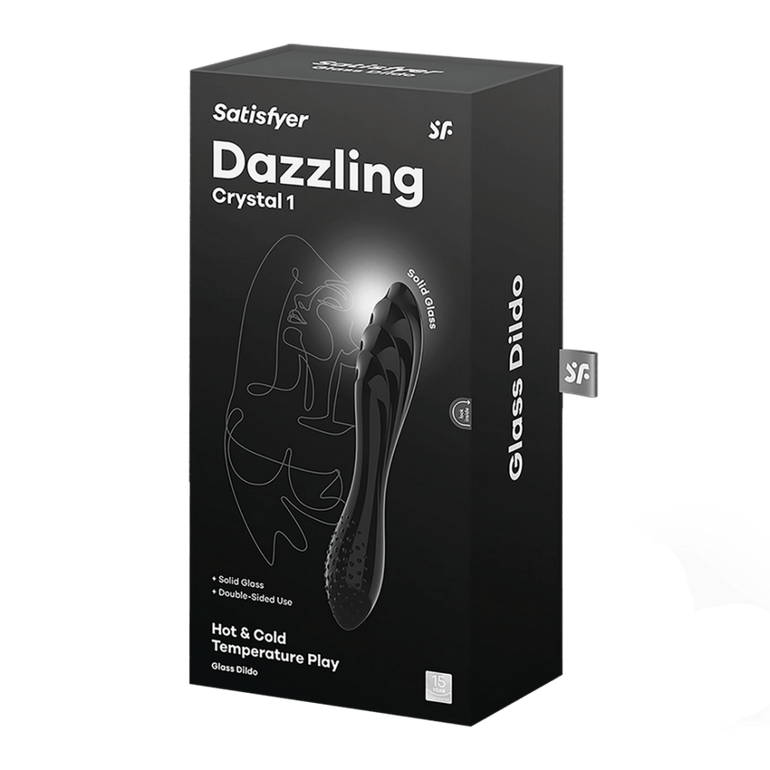 Dazzling Crystal 1 Glass Dildo Black