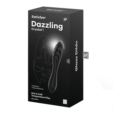 Dazzling Crystal 1 Glass Dildo Black