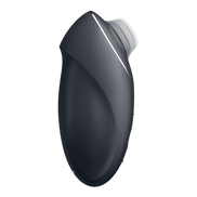 Satisfyer Tap & Climax 1 clitorisstimulator grijs, zijaanzicht met schuine top, zachte rand en compacte vorm