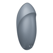 Satisfyer Tap & Climax 1 oplegvibrator blauwgrijs, achteraanzicht met compacte ovale vorm en gladde afwerking