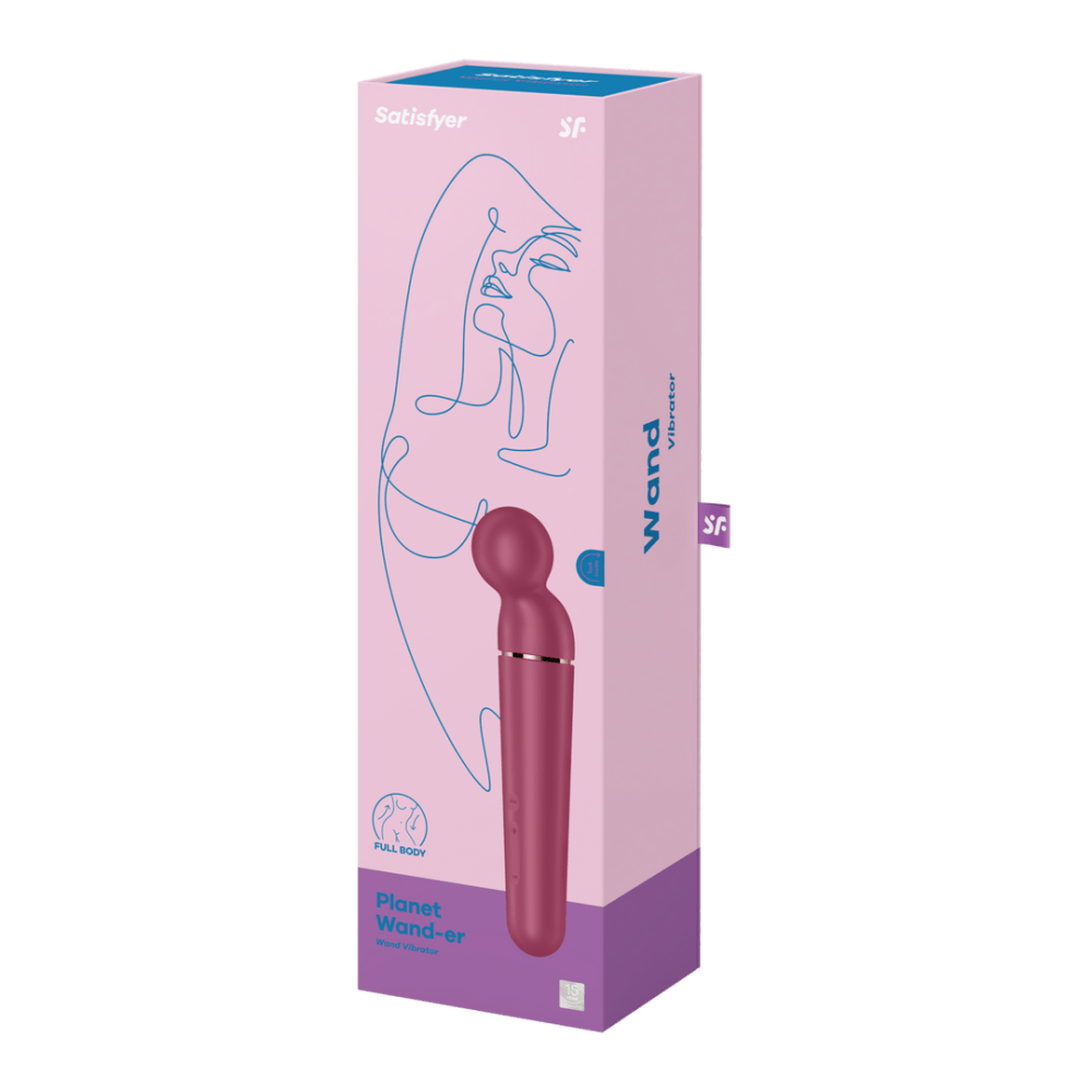 Verpakking Satisfyer Planet Wand-er wand vibrator berry roségoud, doos met productafbeelding