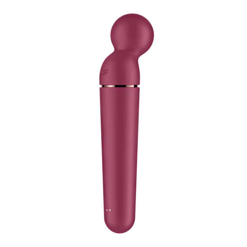 Satisfyer Planet Wand-er wand vibrator berry roségoud, zijaanzicht met roségouden accent