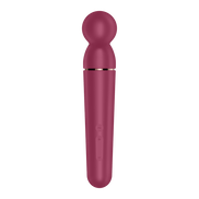 Satisfyer Planet Wand-er wand vibrator berry roségoud, achteraanzicht met slanke grip en knop