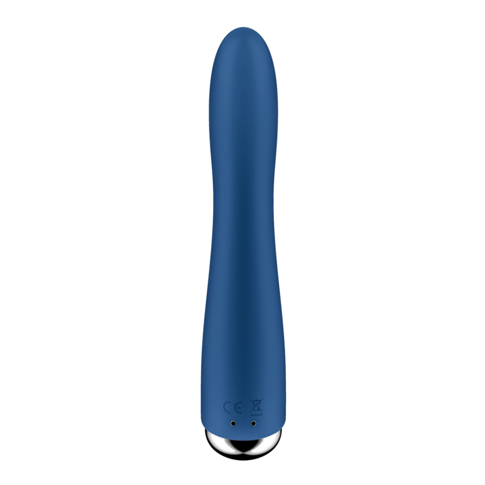 Satisfyer Spinning Vibe 1 G-spot vibrator blauw, achteraanzicht met slanke vorm en zachte siliconen look