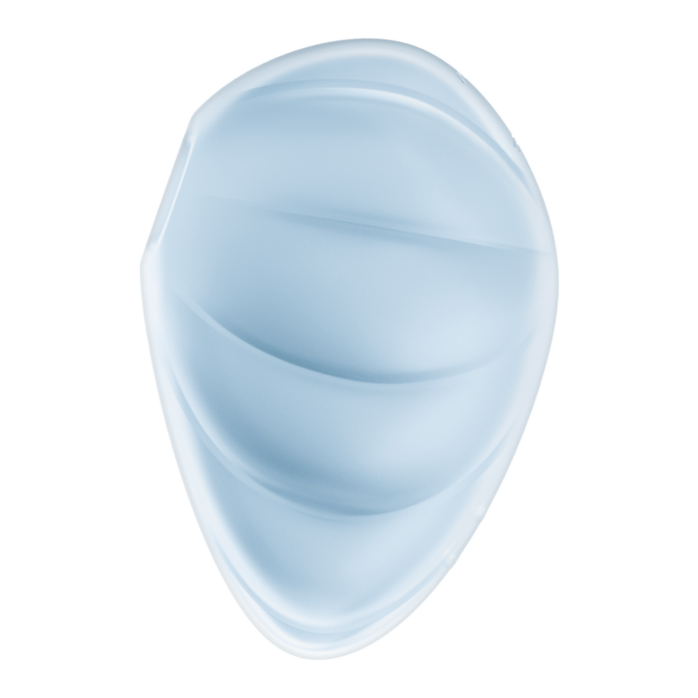 Detailfoto van het Satisfyer Cloud Dancer opzetstuk, blauw siliconen met ribbelstructuur, close-up.
