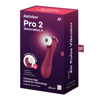 Satisfyer Pro 2 Generation 3 - Double Air Pulse Vibrator - Liquid Air and Connect App - Wine Red | Satisfyer
