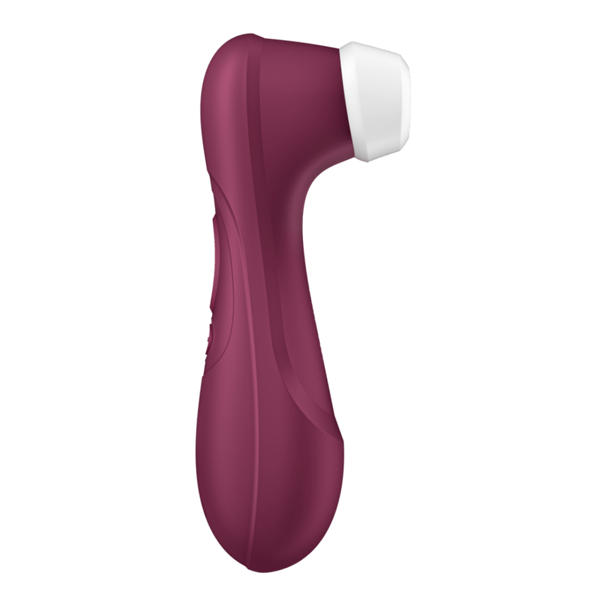 Satisfyer Pro 2 Gen 3 air pulse vibrator wijnrood, zijaanzicht met elegante kop op witte achtergrond