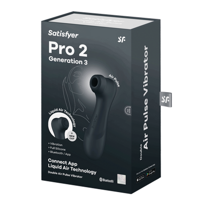 Satisfyer Pro 2 Generation 3 - Double Air Pulse Vibrator - Liquid Air and Connect App - Black | Satisfyer