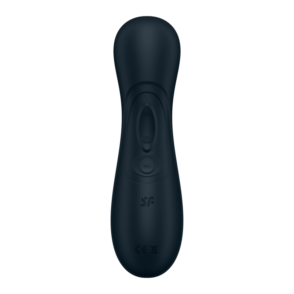 Satisfyer Pro 2 Gen 3 air pulse vibrator zwart, detail van de handgreep met bedieningsknoppen