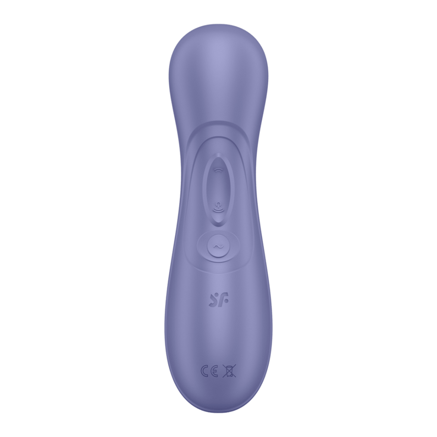 Satisfyer Pro 2 Gen 3 air pulse vibrator lila, achteraanzicht met bedieningsknoppen en slanke handgreep