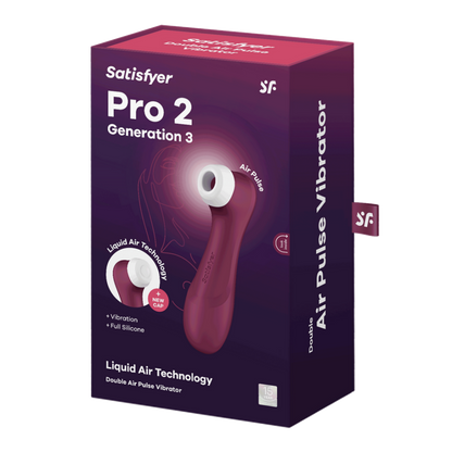 Satisfyer Pro 2 Generation 3 - Double Air Pulse Vibrator - Liquid Air - Wine Red | Satisfyer