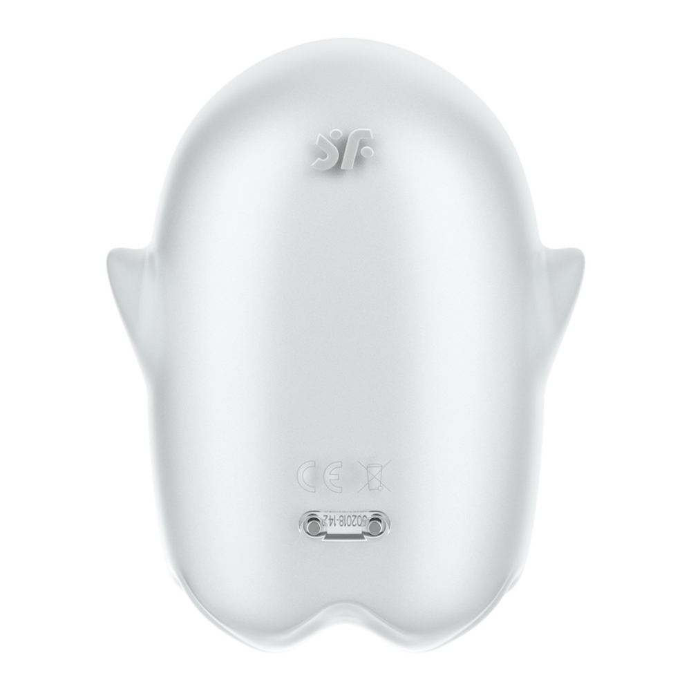 Satisfyer Glowing Ghost wit, onderzijde met oplaadpunt, compacte luchtdrukvibrator