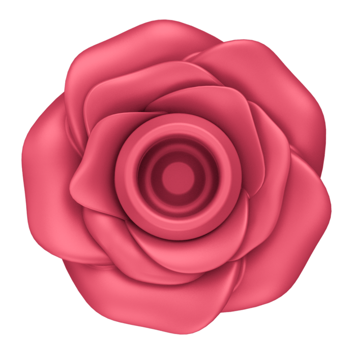 Satisfyer Pro 2 Classic Rose air pulse vibrator rood, bovenaanzicht, roosvorm met zuigopening