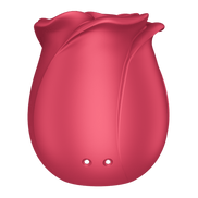 Satisfyer Pro 2 Classic Rose air pulse vibrator rood, achteraanzicht, ergonomische siliconen behuizing