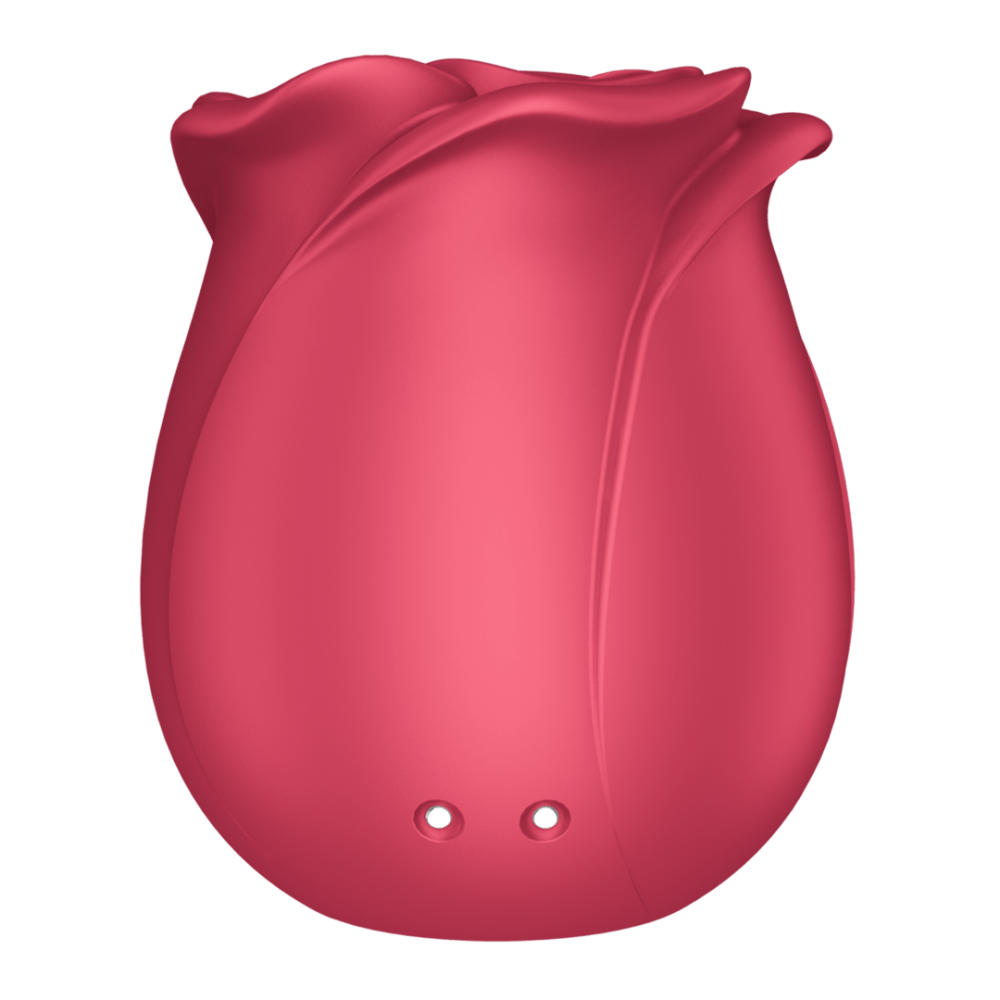 Satisfyer Pro 2 Classic Rose air pulse vibrator rood, achteraanzicht, ergonomische siliconen behuizing