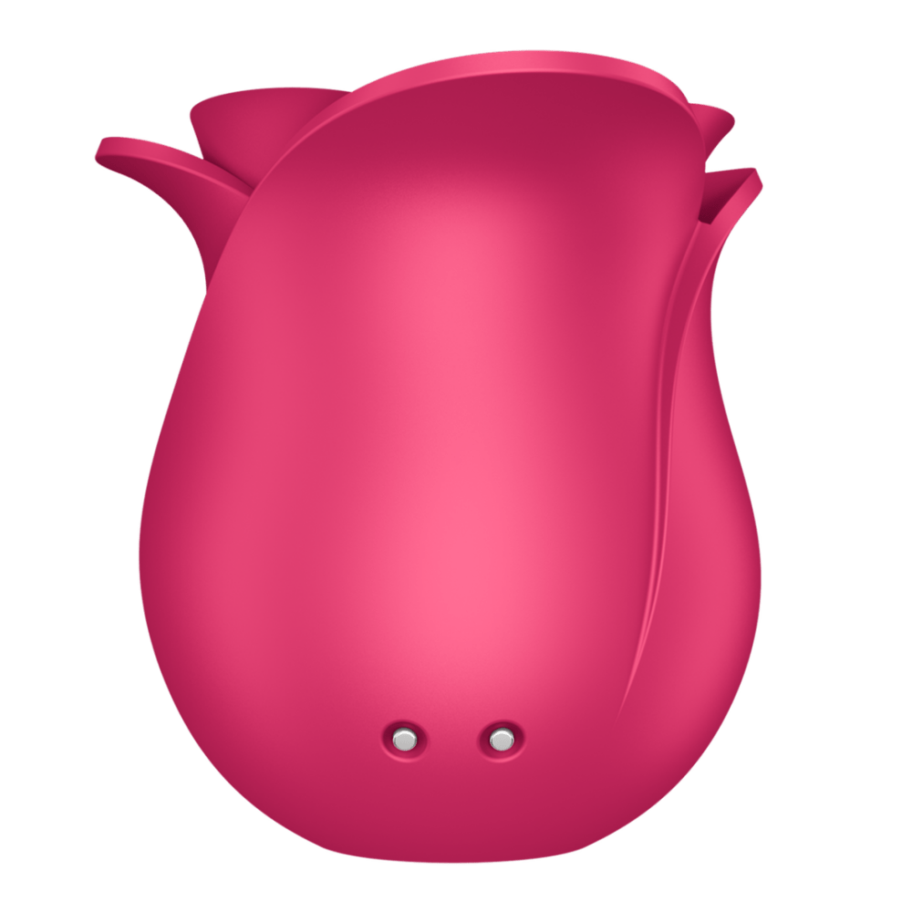 Satisfyer Pro 2 Modern Rose air pulse vibrator rood, zijaanzicht, ergonomische roosvormige behuizing