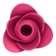 Satisfyer Pro 2 Modern Rose rood, bovenaanzicht, roosvormige luchtdruk stimulator met opening