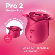 Satisfyer Pro 2 Modern Rose rood, productafbeelding, air pulse stimulator in roosdesign op kaart