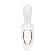 Satisfyer G for Goddess 1 rabbit vibrator wit, vooraanzicht met dubbele stimulatiekop en bedieningspaneel