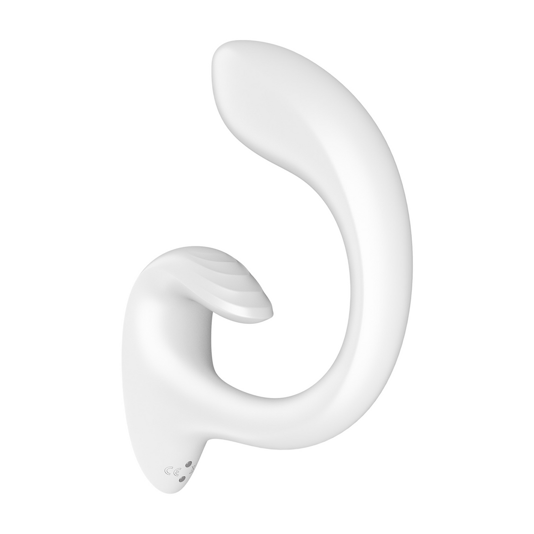 Satisfyer G for Goddess 1 wit, zijaanzicht, gebogen shaft met konijnkop voor clitorisstimulatie
