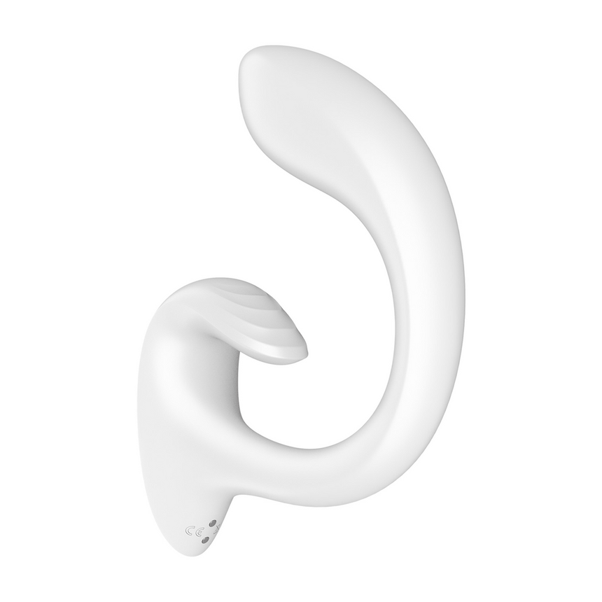 Satisfyer G for Goddess 1 wit, zijaanzicht, gebogen shaft met konijnkop voor clitorisstimulatie
