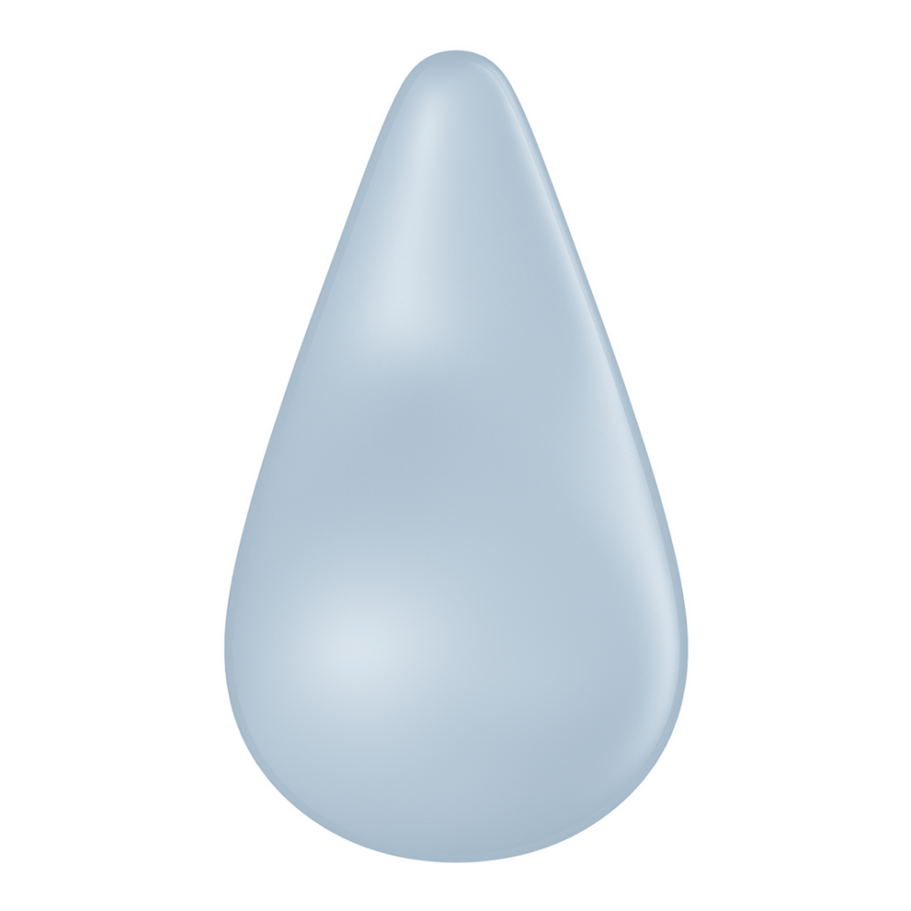 Satisfyer Dew Drop blauw, achteraanzicht, gladde siliconen behuizing met subtiele bediening