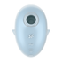 Satisfyer Cutie Ghost air pulse stimulator blauw, vooraanzicht met zuigopening en bedieningsknop