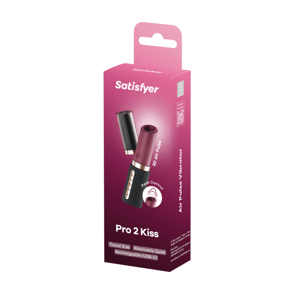 Satisfyer Pro 2 Kiss Air Pulse vibrator paars met originele verpakking in roze doos