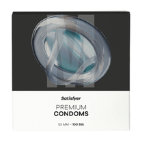 Satisfyer Premium Condooms M 53 mm grootverpakking 100 stuks, klassieke latex condooms met standaard pasvorm