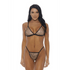 Forplay Sea Gold bikini maat S, gouden triangel bikini met zwarte bies en strass details aan top en slip