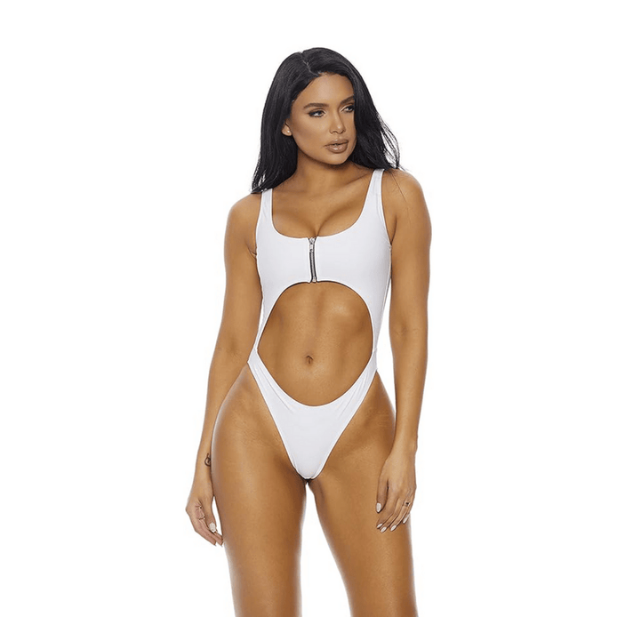 Forplay Medellin badpak maat L, wit cut out badpak met diepe hals en open taille