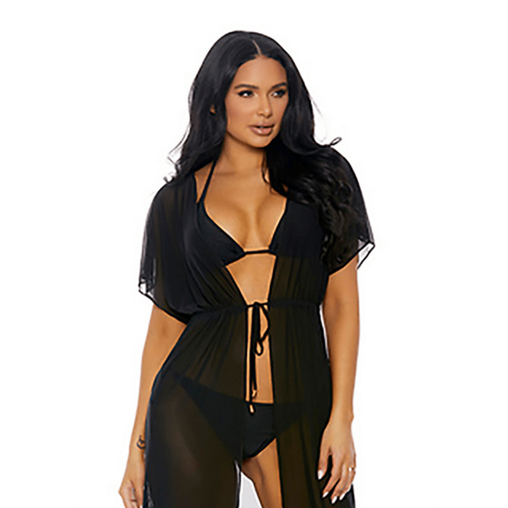 Forplay Tolu zwarte strandcover-up maat M, rechte pasvorm met luchtige beachwear uitstraling