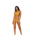 Forplay San Luis bikini set mosterdgeel, maat L, vooraanzicht met rechte bandeau top en high-cut bikinislip