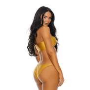 Forplay San Luis gele bikini set, maat M, profielaanzicht met hoog opgesneden broekje en strakke pasvorm