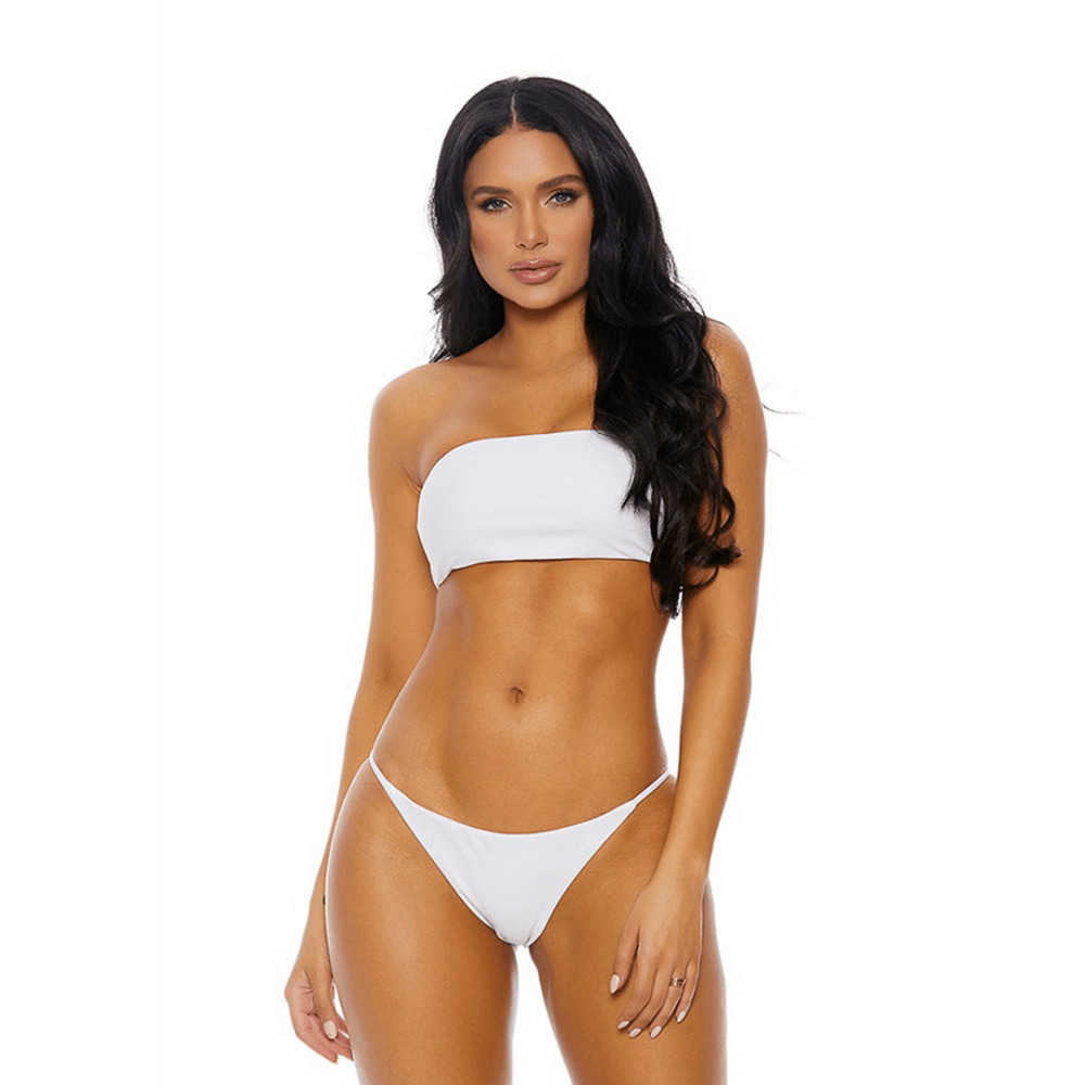 Forplay San Luis bikini set wit maat M, vooraanzicht met bandeau top en high-leg bikinibroekje op model