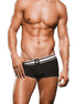 Man draagt Prowler Koffer Trunk maat XS zwart/wit, vooraanzicht met logo tailleband