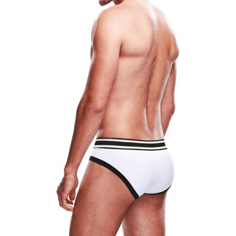 Rugaanzicht van de Prowler Brief wit/zwart maat XS met tweekleurige logo-tailleband