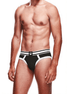 Man draagt Prowler Brief maat XS zwart/wit met tweekleurige logo-tailleband, vooraanzicht
