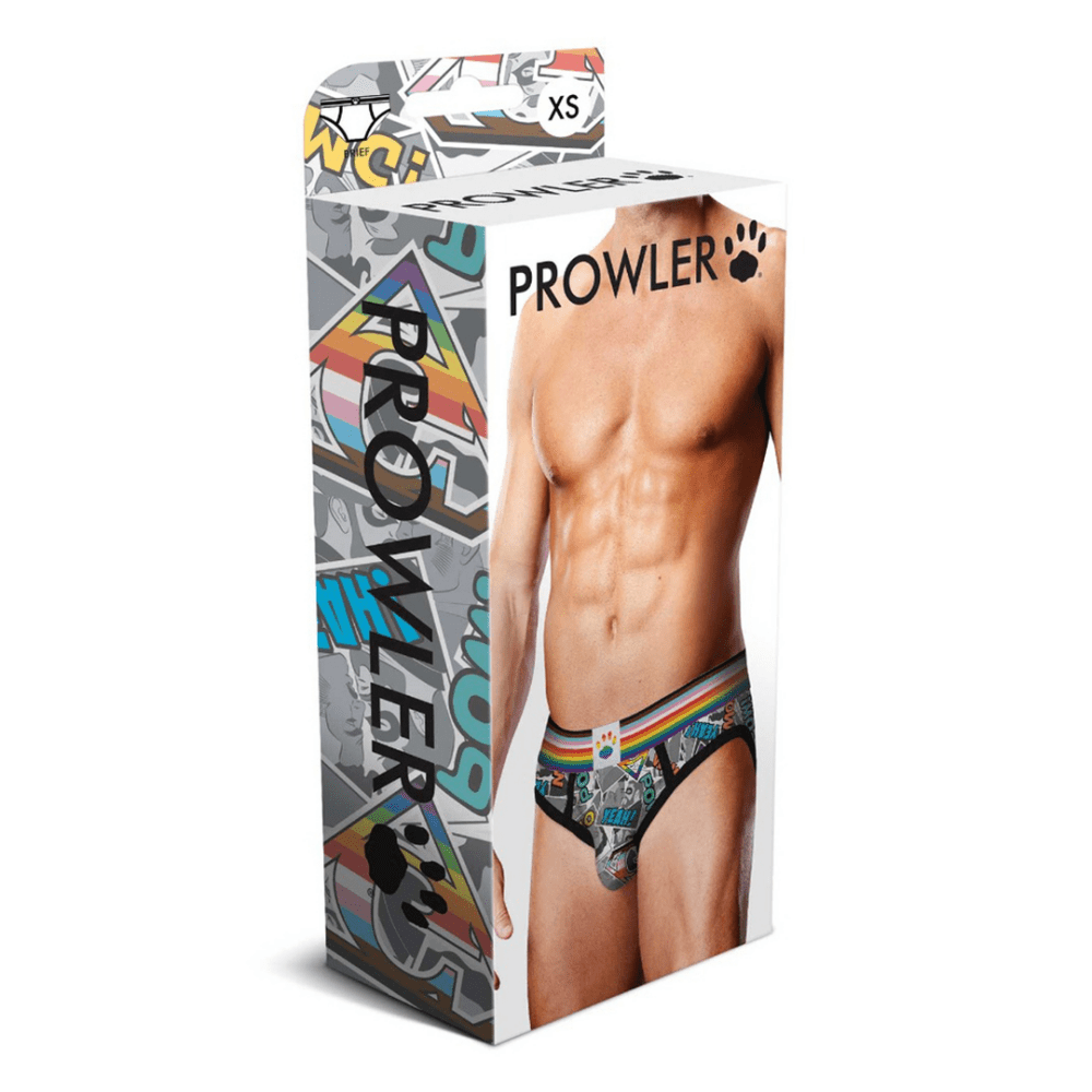 Verpakking Prowler Comic Book Brief maat XS met kleurrijke comic print en productafbeelding op de voorkant
