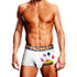 Man draagt Prowler Oversized Paw Trunk wit maat L, vooraanzicht met zwarte paw-logo tailleband