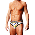 Man draagt Prowler Oversized Paw Brief wit maat L, vooraanzicht met brede paw-logo tailleband