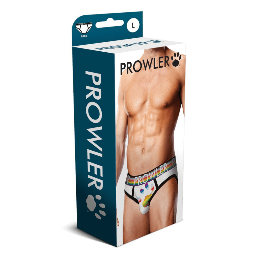 Verpakking Prowler Oversized Paw Brief wit maat L met model en paw-logo branding