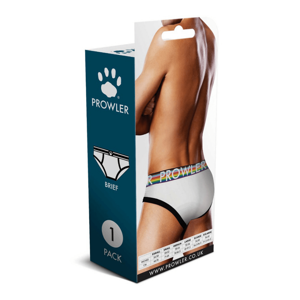 Achterkant verpakking Prowler Oversized Paw Brief wit maat XL met productfoto en details