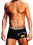 Man draagt Prowler Oversized Paw Trunk zwart maat S, vooraanzicht met brede paw-logo tailleband