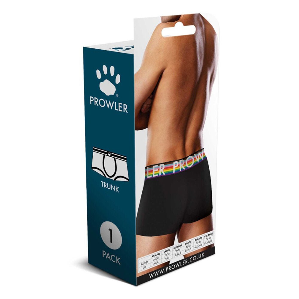 Achterkant verpakking Prowler Oversized Paw Trunk zwart maat XL met productfoto en info