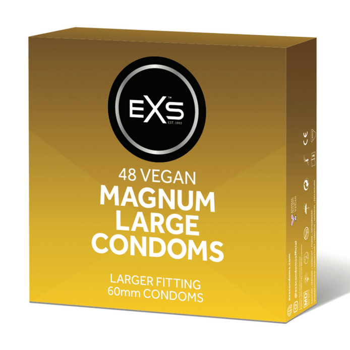 EXS Magnum Large condooms 48 stuks, goudkleurige doosverpakking met zwarte merkbadge