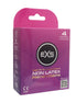 EXS Vrouwencondooms Non-Latex 4 Stuks, fuchsia verpakking schuin geplaatst op een rustige witte studioachtergrond