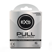 EXS Pull Large latexvrije condooms 6 stuks in rechte frontale productweergave met zilverwitte doos op witte achtergrond